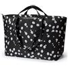 KALIDI Borsa da viaggio pieghevole, XXL, 60 l, extra large, borsone per la notte, con cerniera, leggera, per donne, viaggi, spiaggia, campeggio, Margherita nera., 25.4 cm x 55 cm x 40.64 cm, Borsa da