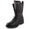 Toocool Stivali Donna Biker Anfibi Motociclista Borchie Zip Casual GR-6643 [38,Nero]
