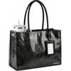 HOMESPON Borsa shopper da donna grande impermeabile, in carta kraft con chiusura lampo, robusta borsa a tracolla in PVC per ufficio, università e uso quotidiano, Nero , L, Utility