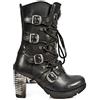 New Rock TR001-S1 Stivale in pizzo punk gotico da donna 100% pelle nera, Nero , 40 EU
