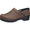 Sanita Professional | Zoccoli Chiusi in Pelle Oliata da Uomo | Originale Fatto a Mano in Pelle Flessibile | Plantare Anatomico in Schiuma Morbida | Marrone Antico | 47