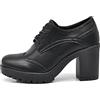 IF Fashion Scarpe da Donna Stringate Francesine Ricamo Tacco Grosso Pelle Sintetica CH2183