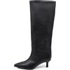 IF Stivali alti donna eleganti A punta affusolata tacco Kitten Heels sottile medio comodi chic moda classica GA048 Nero N.36