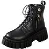 Fulidngzg Anfibi Donna Platform con Tacco Cowboy Chelsea Stivaletti Pelle Autunnali Invernali Antiscivolo Boots Comode Eleganti Stivali Bassi Morbidi Stivaletto