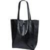 SH Leder Kora G266 - Shopper da donna in vera pelle bovina con tasca interna, in diversi colori, 37 x 29 cm, nero metallizzato, 37cm x 29cm x 12cm