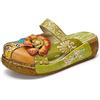 POPOTI Sandali Estive Donna, Sandali Zeppa Ciabatte in Pelle Pantofole Mocassini Pompe Boemia Fiore Eleganti Slip-On Flip Flops Sandali con Tacco Infradito Spiaggia Nuovo Bassi Scarpe (Verde, 40)