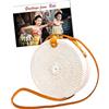 Pro@Home43® Borsa Mare in Rattan e Paglia Rotonda da Donna con Tracolla - Artigianale da Bali, Stile Boho Chic