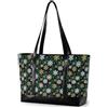 decor gift borsa da viaggio di classe per le donne con cerniera Navy Blue Tropical Palm Tree Coastal per la scuola con, Fiocco di neve bianco dorato elegante