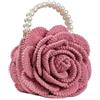 SFOIKVG Borsa uncinetto Borsa a mano con pochette a forma di fiore rosa, borsa a in tessuto jacquard all'uncinetto per le Vacanze Giornaliere(Rose)