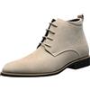 rismart Uomo Moda Stivali Pelle Scamosciata Caviglia Stivaletto Semi Formale Oxford SN01830(Beige,43 EU)