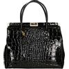 Gave Lux Borsa a Mano Pelle Stampa Coccodrillo Nero 28x32x15 cm per Donna