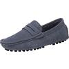 Jamron Uomo Pelle Scamosciata Penny Mocassini | Fodera in Pelle Traspirante, Tacco Piatto, Scarpe da Guida, Slip-On, Taglie Plus, Casual & Elegante