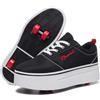 ANEFUN Scarpe con Ruote per Ragazzi e Ragazze, Ruote Rimovibili 4 Pattini a Rotelle Scarpe per Bambini, nero/bianco, 31 EU