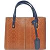 Bottega Carele Borsa Donna a mano in vera pelle stampa pitone BC167 Made in Italy (Cognac)