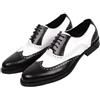 Generic Scarpe formali da uomo Scarpe eleganti da uomo Stringate Brogue Punta ad ala in rilievo Pelle PU Scarpe Oxford bicolore Antiscivolo Antiscivolo Suola bassa in gomma Classico Scarpe da uomo(Black White