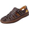 Generic Sandali da uomo estivi in pelle per la spiaggia, punta chiusa, per piedi nudi, da viaggio, per le vacanze, scarpe da tempo libero, scarpe estive leggere, antiscivolo, scarpe da esterno, slip-on