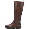 IF Stivali Alti da Donna Tipo Cavallerizza da Equitazione con Tacco Basso Decorati con Fibbia e Cinghia GA052 Brown N.39