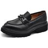 IF Fashion Scarpe Loafers Mocassini da Donna con Catena Intrecciata Platform GA051 Nero N.38