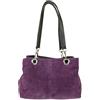 Girly Handbags Borsa a tracolla da donna in pelle scamosciata italiana Hobo Tote borsa per le donne piccola, Viola scuro