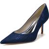 EICOFF Scarpe Eleganti con Tacco a Spillo con Raso di Pizzo Scarpe da Sposa col Tacco,Dark Blue,39 EU