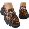 HESYSUAN Mocassini da donna in pelle scamosciata con stampa leopardata, stile retrò, comodi, con punta arrotondata, eleganti e larghi, senza lacci, scarpe da lavoro