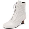 Generisch Stivali vintage vittoriani da donna, con lacci, con cerniera, scarpe rinascimentali, tacco medio, per abito da sposa, costume da strega