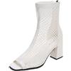 Generico Anfibi Donna Beige Stivali con Pelliccia Donna Stivali corti alla da donna con punta chiusa alla, stivali corti con tacco spesso in rete tinta unita Stivaletti Donna Invernali (White, 39)