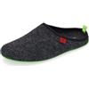 Andrés Machado - pantofole unisex per bambina/bambino - DYNAMIC - ciabatte /babbucce - lana e feltro/ sottopiede rimovibile - nero/verde, EU 42