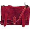 FrasiBags Borsa a Tracolla Donna in Vera Pelle Scamosciata - Stile Messenger con Patta e Tracolla Regolabile - Made in Italy - Elegante, Capiente, Chiusura Magnetica - 32x20x11 cm (Rosso)