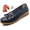 ZPLMIDE Mocassini ortopedici da donna in pelle traspirante, vestibilità larga, mocassini classici con zeppa tacco casual slip-on scarpe da trekking