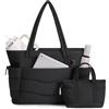 Wandering Nature Borsa Tote Donna 2 Pezzi Puffer con Cerniera, Capiente per Laptop 15,6 Pollici & Tasca Porta Borraccia 40oz (1,18L), Borsa per Lavoro Università Viaggi e Shopping (Modello con Brevetto)
