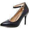 Lroey Reoly Décolleté Donna, Scarpe Tacco a Spillo Eleganti Scarpe da Festa Tacco Alto Appuntito con Cinturino alla Caviglia Nero Numero 34 EU