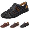 Generic Sandali da uomo estivi in pelle per la spiaggia, punta chiusa, per piedi nudi, da viaggio, per le vacanze, per il tempo libero, scarpe estive leggere, antiscivolo, per l'outdoor, slip-on, comode