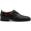 Xposed Men's Handmade Italian Calfskin Double Buckle Monk Shoes Leather Sole