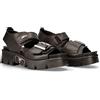 New Rock M.BIOS108-C3 Sandali unisex in pelle nera stile Metallic con fibbia laterale, suola PU Ultra antiscivolo, tacco 8 cm, design urbano punk artigianale e resistente 44