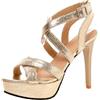Lroey Reoly Sandali da Donna, Sandali Punta Aperta con Tacco Alto Fibbia Tacco a Spillo Sandali Criss Cross Strap con Plateau, 17832Qng Oro Numero 33 EU