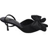 Malu Shoes Decollete Donna Slingback in Tessuto Rasato Nero a Punta con Fiocco Davanti Tacco Sottile 5 cm (38 EU)