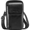 hengwin Marsupio in pelle da uomo, con clip per cintura e tracolla, grande custodia per smartphone per iPhone 17 Pro Max, Samsung Galaxy S25 S24 Ultra, tasca a tracolla per esterni, colore nero