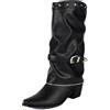 Galindopia Donna's Stivali Cowgirl Mid Calf Fold Over Colllar Block High Heel Vintage Western Metà Stivaletti Botas de Vaquero para Mujer Black Size 40