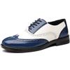 Generic Scarpe formali da uomo Scarpe eleganti da uomo Stringate Brogue Punta ad ala in rilievo Pelle PU Scarpe Oxford bicolore Antiscivolo Antiscivolo Suola bassa in gomma Classico Scarpe da uomo(Blue White,