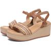 TNMIUH Sandali con Zeppa, Decorazione in Paglia Intrecciata, Cinturino alla Caviglia, Punta Aperta Casual Eleganti Donna Tacco Sandali Boho, Beige,Marrone