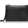 Karoukee Lussuoso Pochette da Uomo in Vera Pelle Fiore, Piccolo Borsa a mano da Lavoro Formale con Cinturino da Polso, Borsetta Portatile per telefoni cellulari e tablet fino a 9,7 pollici