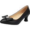 CuteFlats Pompe da donna con punta a punta e tacco a blocco, Nero , 50 EU