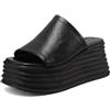 QUEEN HELENA Ciabatte con Zeppa Alta Donna S3011 | Sandali ecopelle, sottopiede pelle, suola gomma, zeppa 7,5 cm, slip on
