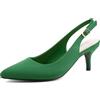 Greatonu Slingback Donna Scarpe Eleganti Decollete con Tacco Medio a Gattino e Punta, Verde EU 41