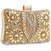CORIOS Borsetta da Sera con Strass da Donna Pochette Piccolo con Catena Elegante Borsa a Spalla Borsa a Tracolla Gorgeous Borse Messenger Retro Clutch per Ballo Cerimonia Cocktail Festa Oro