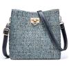 KALIDI FANCY FOREST Borsa a tracolla da donna per tutte le stagioni, borsa a secchiello in pelle con tracolla regolabile, versatile borsa a tracolla da donna con tasche multiple, Blu