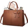 RAINSMORE Borsa Università Donna Impermeabile Borsa Lavoro Donna Grande PU Pelle Borse Porta PC 15.6 Pollici Shopper Tote Bag per Ufficio Marrone