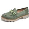 IF Fashion Scarpe Mocassini Slip On Loafers Morbidi Donna con Strass Pietri Camoscio Scamosciato YL216 Verde N.38