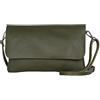 AMBRA Moda GLX11 - Borsa a tracolla da donna, in vera pelle, con tracolla rimovibile e regolabile, adatta per cellulari e tablet fino a 7 pollici, (verde oliva)